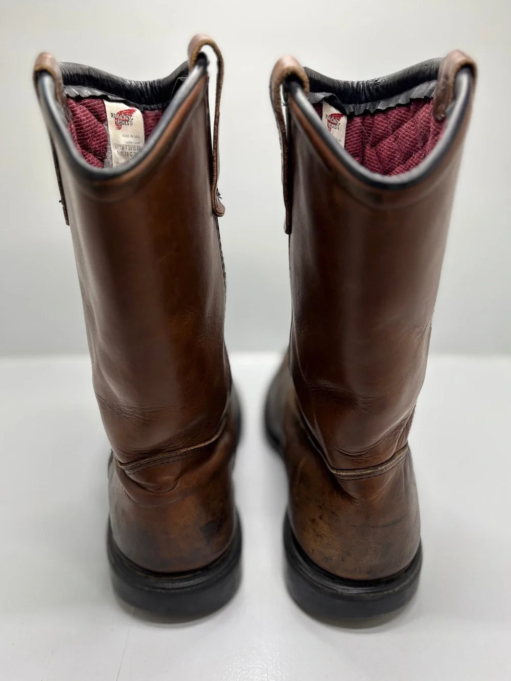 Red Wing 4441 Pecos Safety Toe Work Boots Men's 11 D Made USA Brown Leather Pull